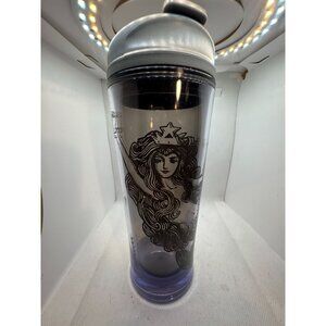 Starbucks Clear Mermaid Design Tumbler With Gray Lid 16 Oz Plastic Reusable Trav